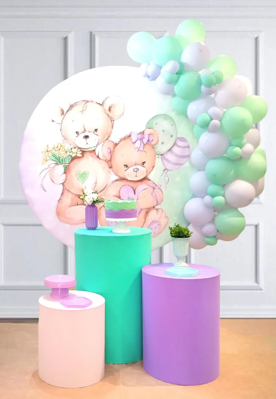 Kit Bronze Chá Revelação Urso Verde/Lilás